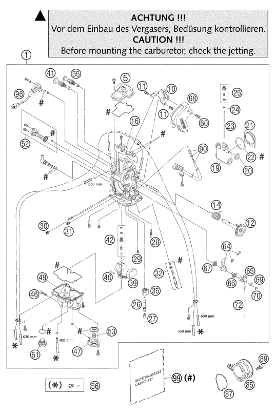 vue éclatée carburateur - ktm 660 sms eu 2004