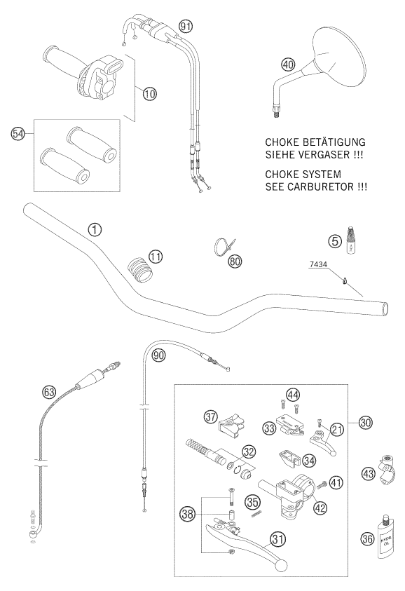 vue éclatée guidon, armatures - ktm 660 rallye factory repl. eu 2006
