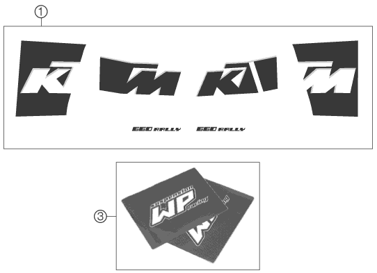 vue éclatée kit déco - ktm 660 rallye factory repl. eu 2006