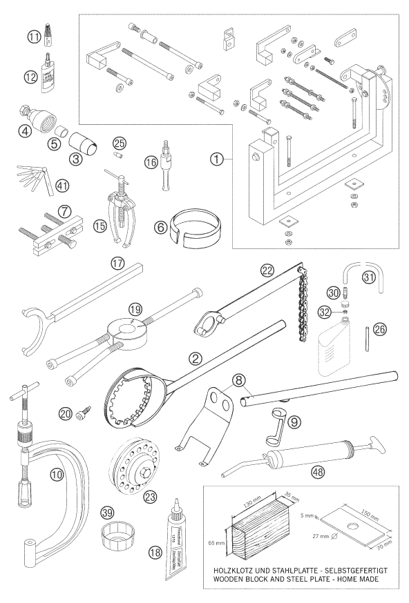 vue éclatée outils spéciaux moteur - ktm 660 rallye factory repl. eu 2006