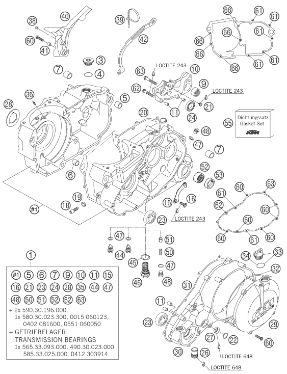 vue éclatée carter moteur - ktm 660 rallye factory repl. eu 2006