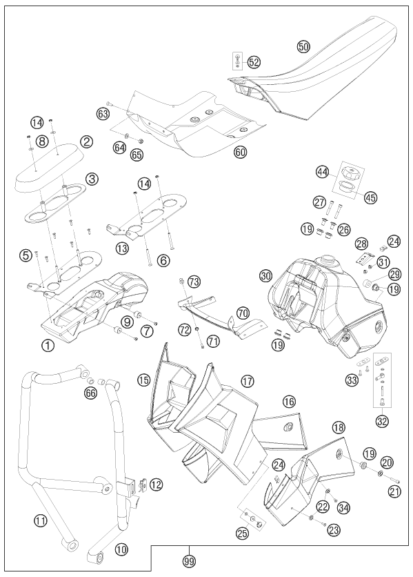 vue éclatée kit de conversion - ktm 690 rally factory replica eu 2010