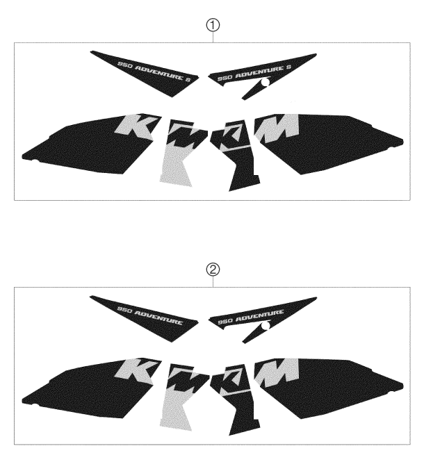 vue éclatée kit déco - ktm 950 adventure silver eu 2003