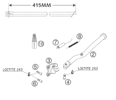 vue éclatée béquille latérale / béquille centrale - ktm 625 smc 2005