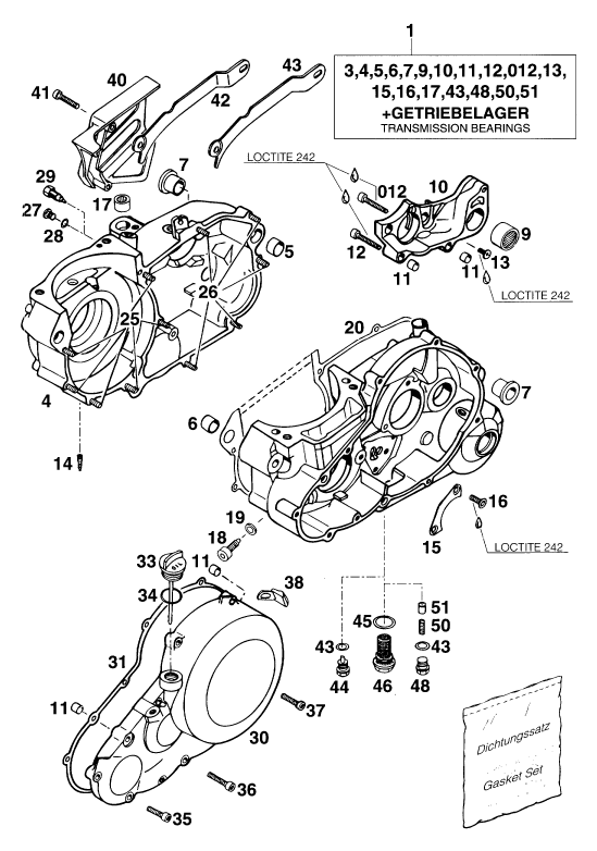 vue éclatée carter moteur - ktm 620 duke 37kw '94 eu 1994