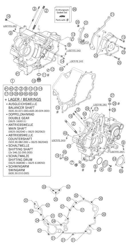 vue éclatée carter moteur - ktm 950 adventure s eu 2005