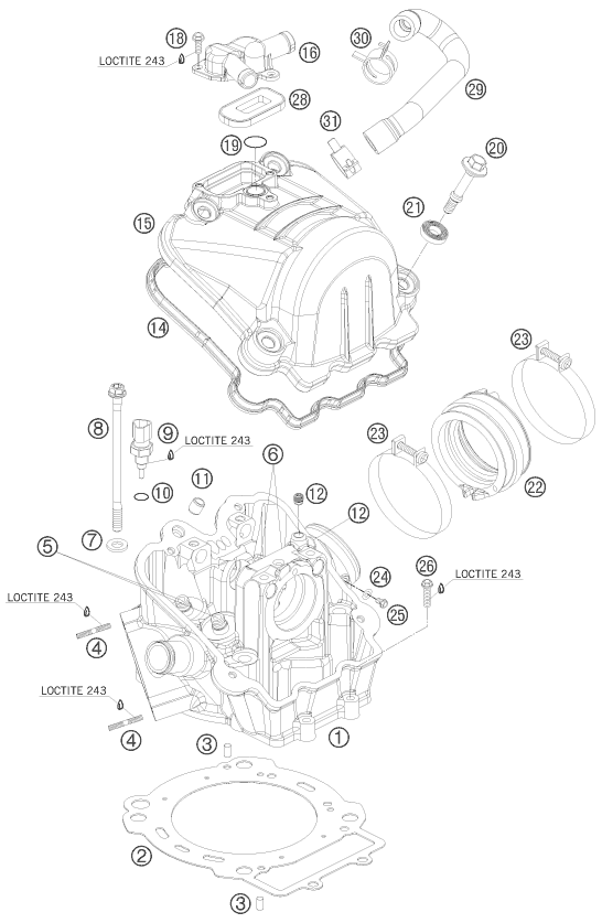 vue éclatée culasse - ktm 690 enduro 08 2008