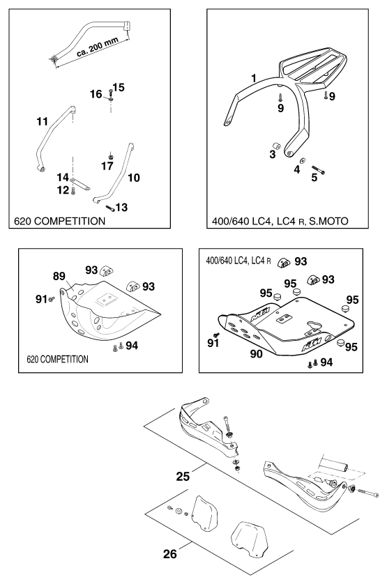 vue éclatée accessoires - ktm 640 lc 4 eu 1999