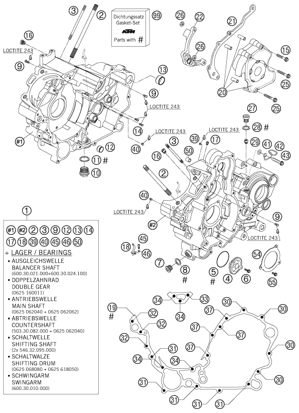 vue éclatée carter moteur - ktm 990 adventure s eu 2006