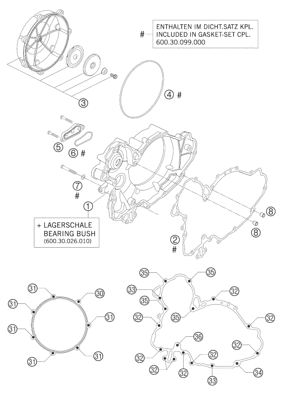 vue éclatée couvercle d’embrayage - ktm 990 adventure black abs eu 2006
