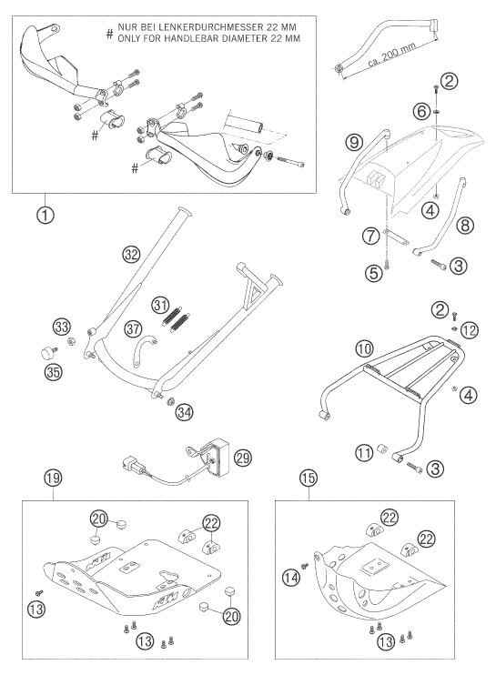 vue éclatée accessoires - ktm 640 lc4 enduro orange eu 2006