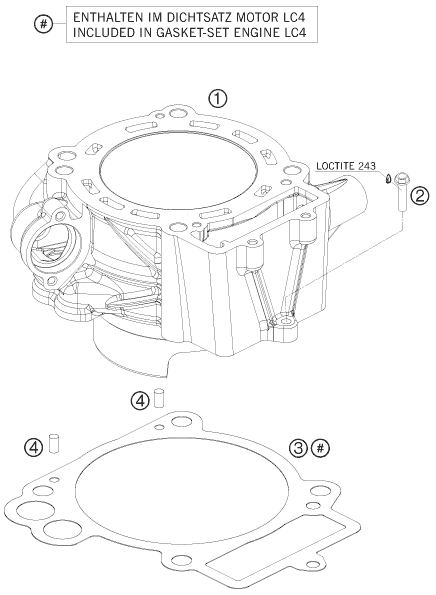 vue éclatée cylindre - ktm 690 smc 09 2009