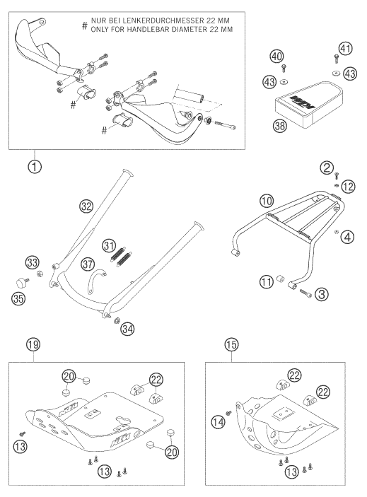 vue éclatée accessoires - ktm 625 sxc eu 2007