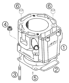 vue éclatée cylindre - ktm 625 sxc eu 2007
