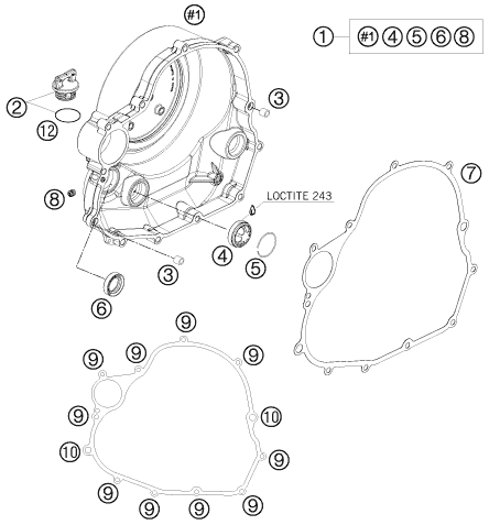 vue éclatée couvercle d’embrayage - ktm 690 smc eu 2008