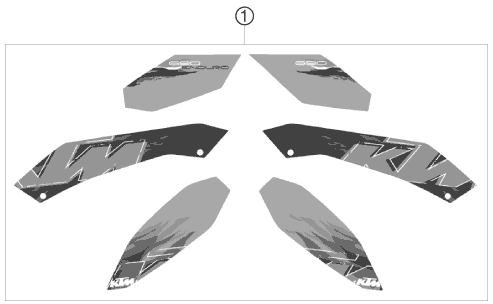 vue éclatée kit déco - ktm 690 enduro 08 eu 2008