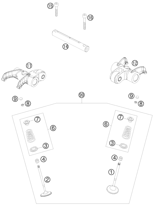 vue éclatée mécanisme de commande - ktm 690 enduro 08 eu 2008