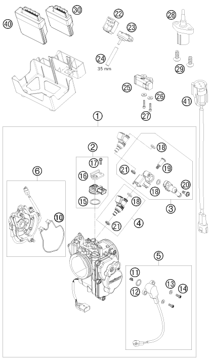 vue éclatée corps du clapet d'étranglement - ktm 690 enduro 08 eu 2008