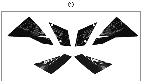 vue éclatée kit déco - ktm 950 supermoto black eu 2007