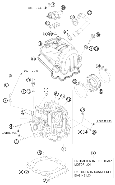 vue éclatée culasse - ktm 690 enduro r 2010