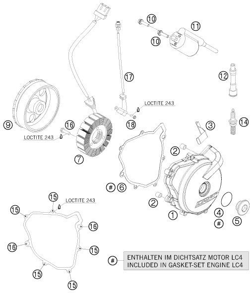 vue éclatée système de allumage - ktm 690 smc 2010