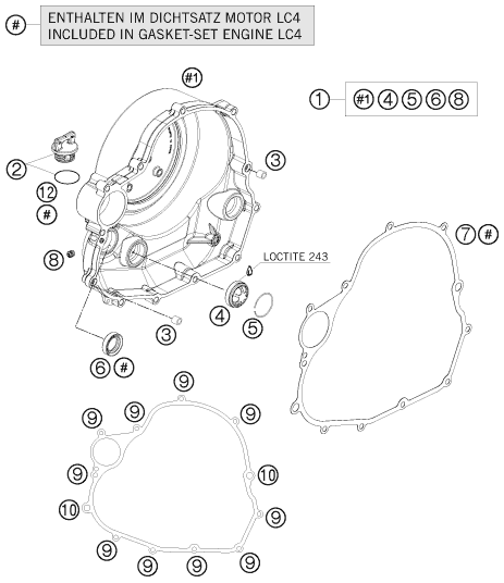 vue éclatée couvercle d’embrayage - ktm 690 smc 2010