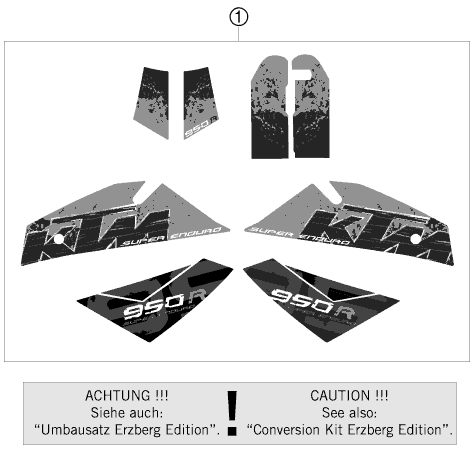 vue éclatée kit déco - ktm 950 super enduro erzberg 08 eu 2008