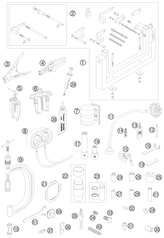 vue éclatée outils spéciaux moteur - ktm 950 super enduro erzberg 08 eu 2008