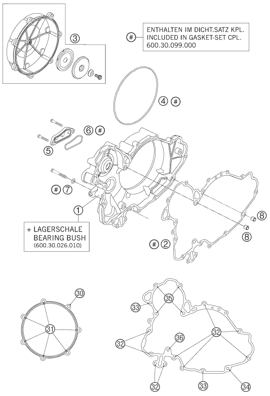 vue éclatée couvercle d’embrayage - ktm 990 adventure r eu 2009