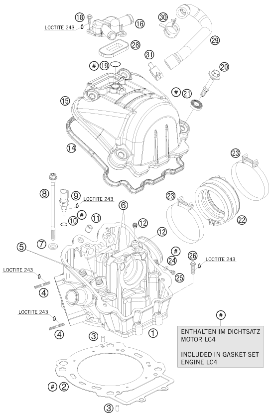 vue éclatée culasse - ktm 690 enduro r 09 eu 2009