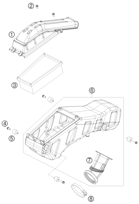 vue éclatée filtre à air - ktm 690 smc 09 eu 2009