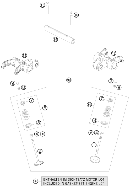 vue éclatée mécanisme de commande - ktm 690 smc 09 eu 2009