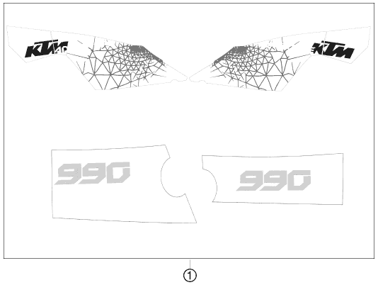 vue éclatée kit déco - ktm 990 adventure lim. edit. eu 2010