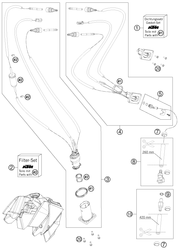 vue éclatée pompe à essence - ktm 690 duke r eu 2011