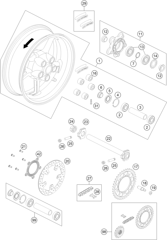vue éclatée guidon, armatures - ktm 990 superm. t orange abs eu 2011