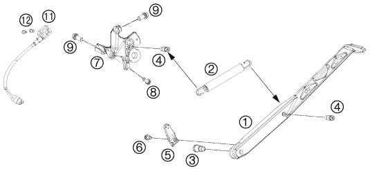 vue éclatée béquille latérale / béquille centrale - ktm 690 duke black eu 2011
