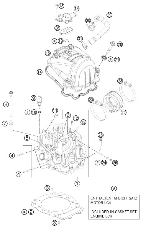 vue éclatée culasse - ktm 690 smc eu 2011