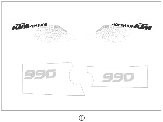 vue éclatée kit déco - ktm 990 adventure white abs 11 eu 2011