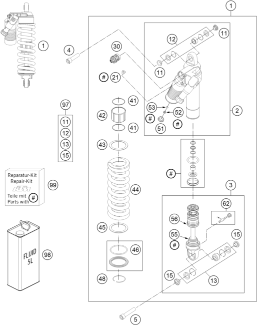 vue éclatée guidon, armatures - ktm 990 adventure dakar edition 11 eu 2011