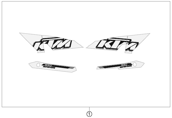 vue éclatée kit déco - ktm 990 adventure white abs 12 eu 2012