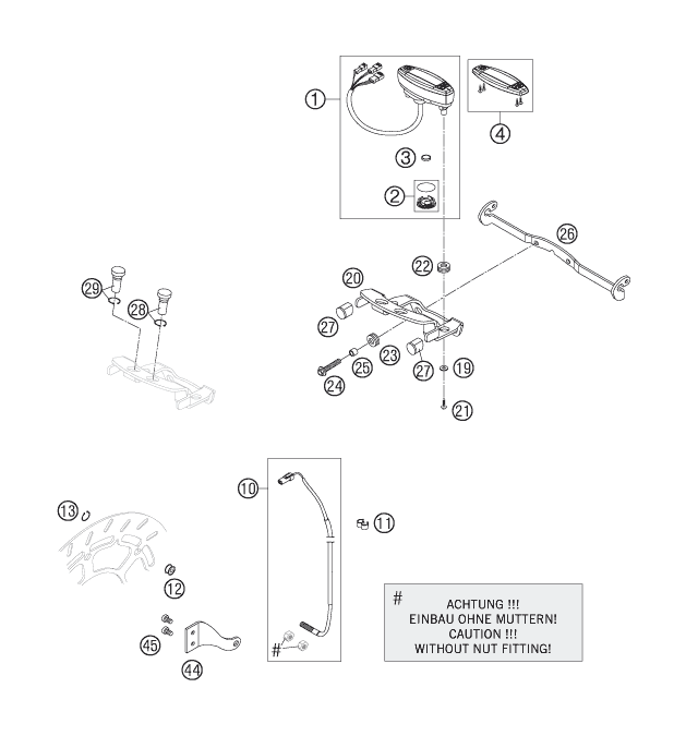 vue éclatée instruments / système de verrouillage - ktm 660 smc 2005