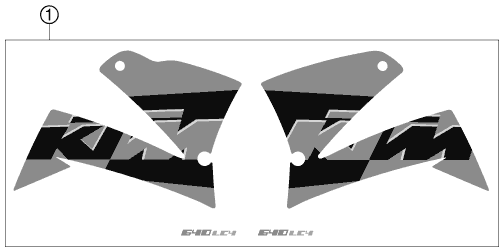 vue éclatée kit déco - ktm 640 lc4 supermoto black gb 2005