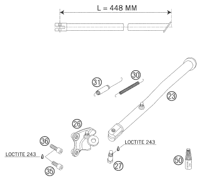 vue éclatée béquille latérale / béquille centrale - ktm 625 sxc 2005
