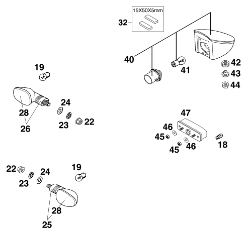 vue éclatée éclairage - ktm 620 sc super-moto eu 2000