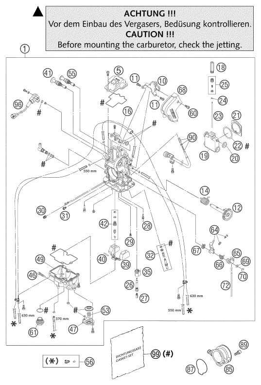 vue éclatée carburateur - ktm 660 smc eu 2003