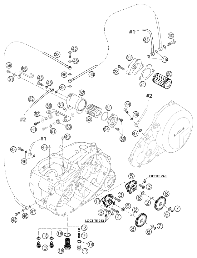 vue éclatée système de lubrification - ktm 660 smc eu 2003