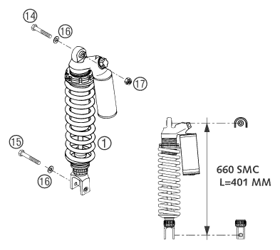 vue éclatée amortisseur - ktm 660 smc eu 2004