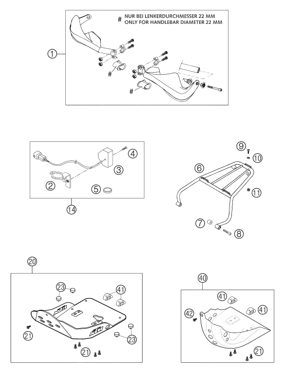 vue éclatée accessoires - ktm 660 smc eu 2004