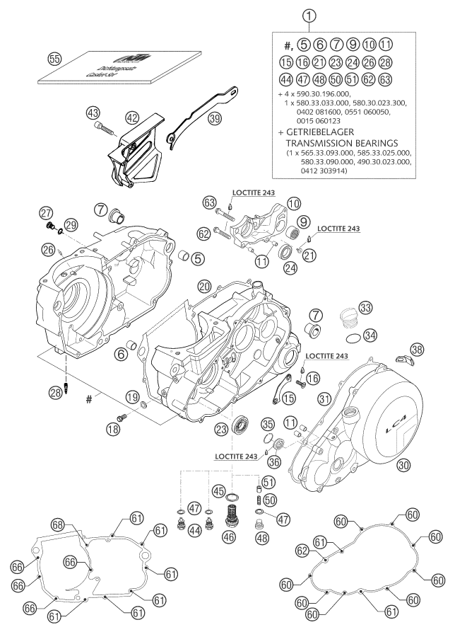 vue éclatée carter moteur - ktm 660 smc eu 2004
