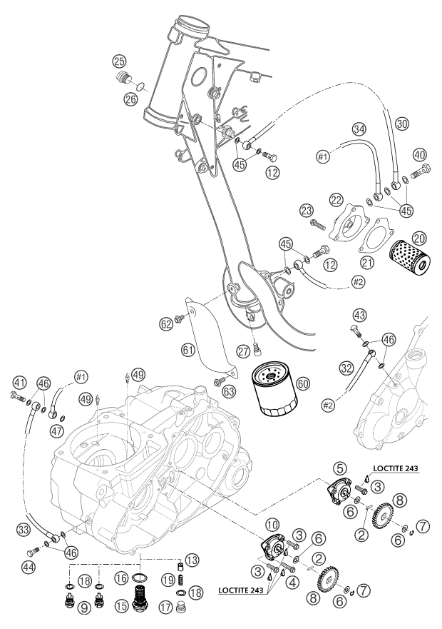 vue éclatée système de lubrification - ktm 660 smc eu 2004